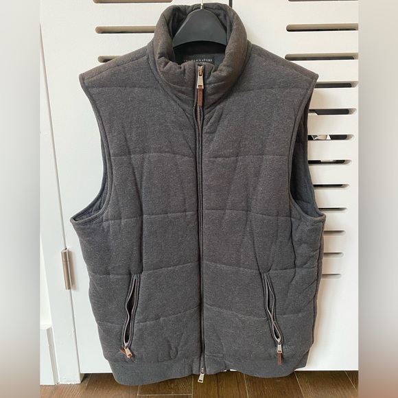 Bloomingdale’s Brand Men’s Grey Cotton Puffer Vest - Size Medium - Picture 1 of 6
